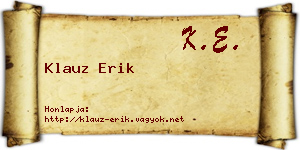 Klauz Erik névjegykártya